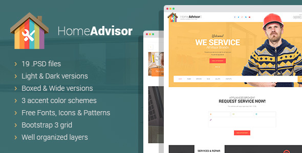 Home advisor - Appliance Repair PSD template