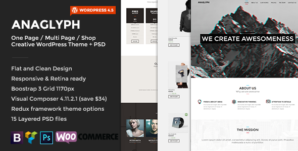 ANAGLYPH - One page / Multi Page WordPress Theme