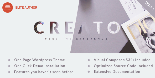 Creato - Creative & Modern/photography/Business/Modeling/WordPress Theme