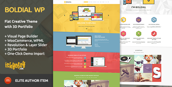 Boldial WP - Flat Creative Theme with 3D Portfolio