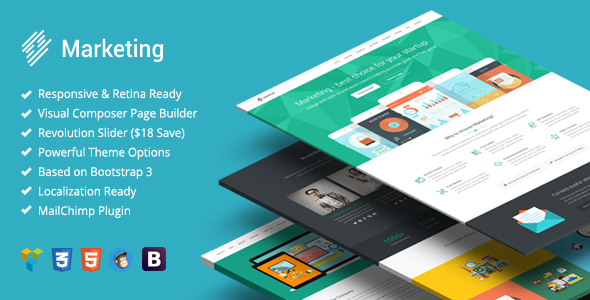 Marketing - Startup Landing Page Bootstrap WP