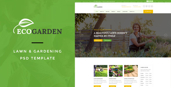 Eco Garden : Lawn & Gardening PSD Template