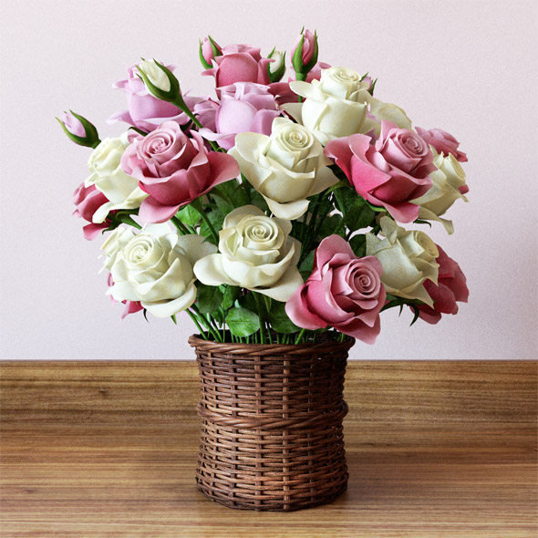 Basket with roses - 3DOcean Item for Sale