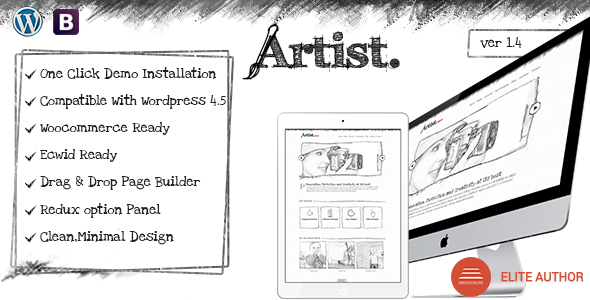 Artist Wordpress Theme - Painter Exhibition Sketch Handcraft Writer Art Pencil Design ShowCase