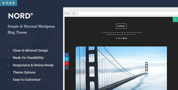 Nord - Simple, Minimal and Clean Wordpress Personal Blog Theme (readability, responsive, boxed)