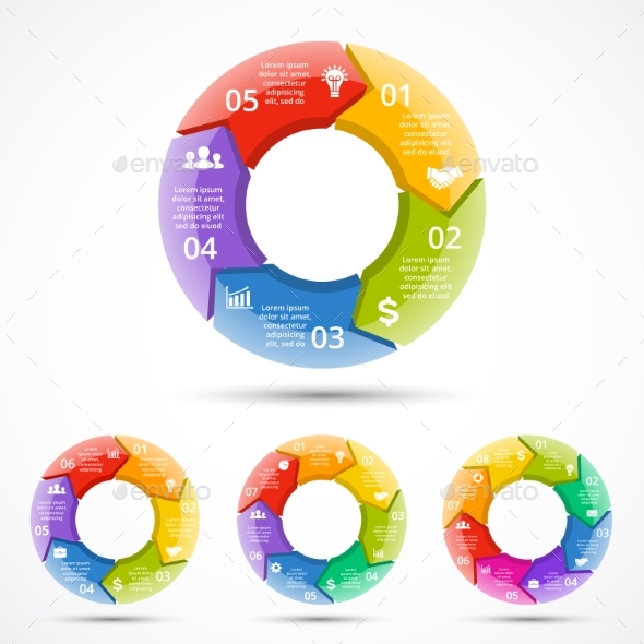 Circle Arrows Graph Infographic. Cycle 3D Diagram.