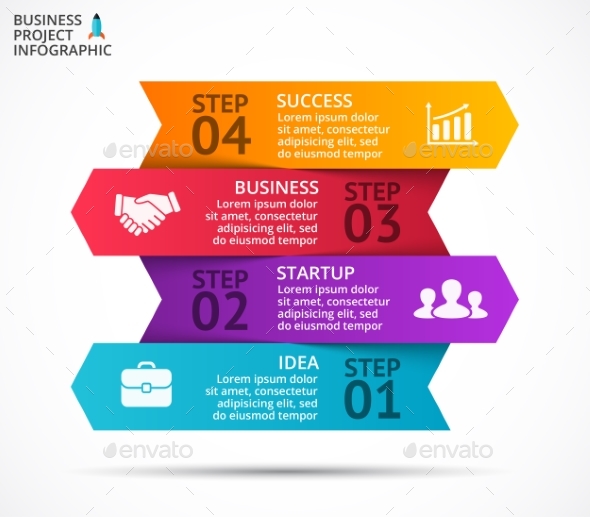 Up Arrows Diagram. Startup Infographic. PSD, EPS, AI