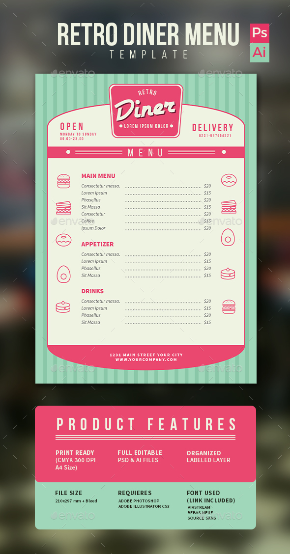 Retro Diner Menu