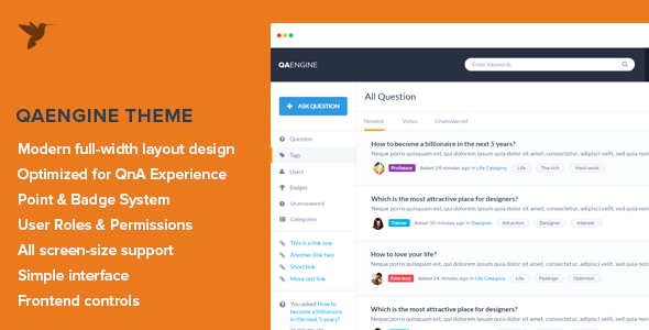 QAEngine - Question and Answer WordPress Theme