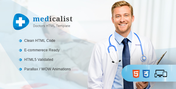 Medicalist - A Responsive HTML Template for Medical, Doctors, Dentists, Clinics and Hospitals