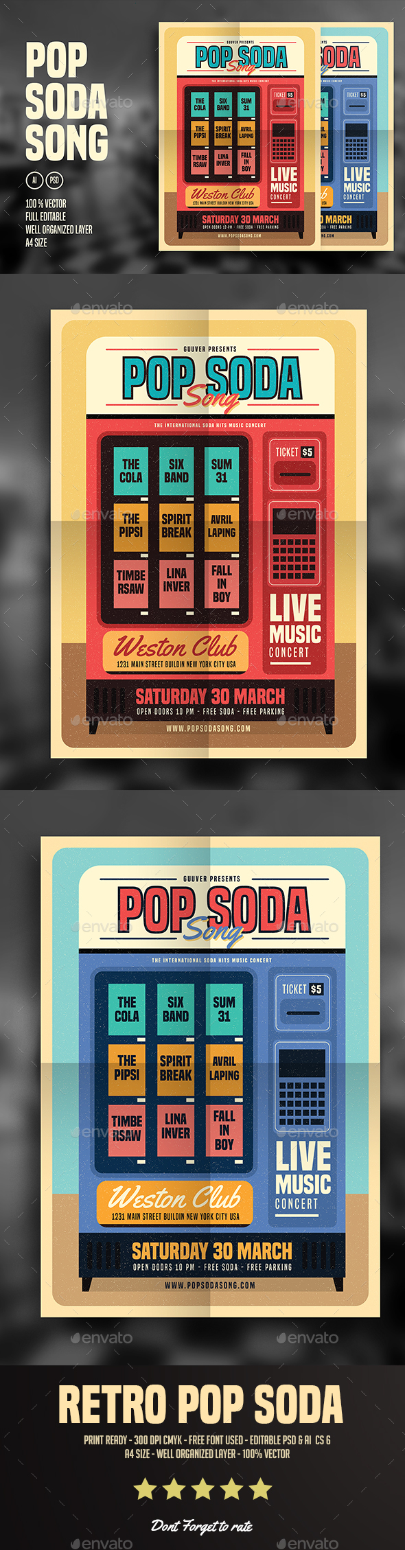 Retro Pop Soda Song Flyer