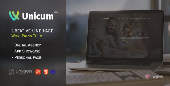 Unicum - One Page Creative WordPress Theme