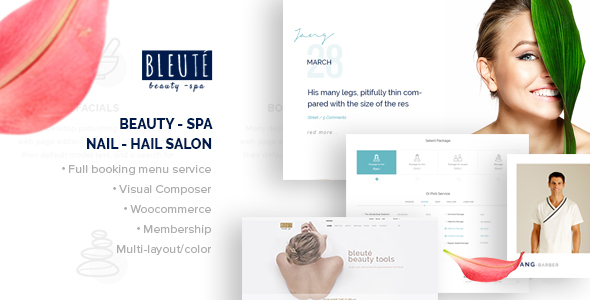 Bleute - Beauty | Spa | Hair Salon | Makeup | Hair | Yoga | WordPress theme Booking WooCommerce