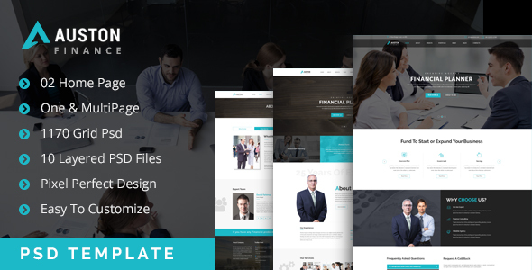 Auston - Finance & Business One & MultiPage PSD Template