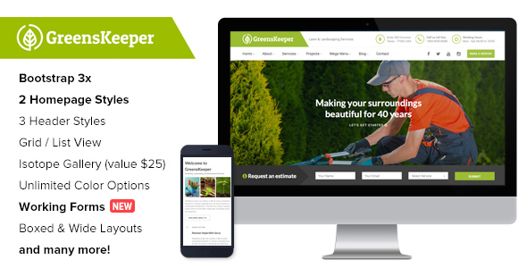 GreensKeeper - Gardening & Landscaping Responsive HTML5 Template