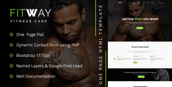 Fitway | Responsive One Page HTML Template