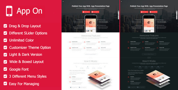 App on - Responsive App Landing WordPress Theme