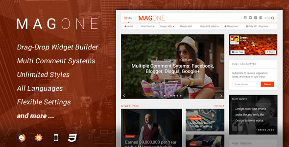 MagOne - Responsive Newspaper & Magazine Blogger Blogspot Template