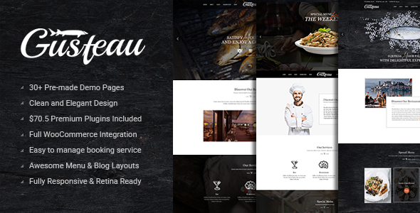 Gusteau - Elegant Food and Restaurant WordPress Theme