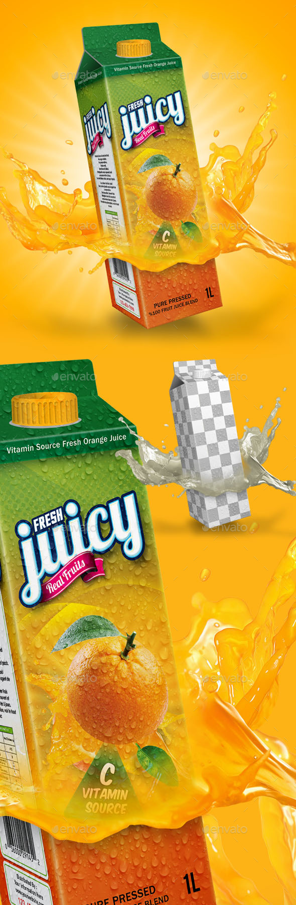 Fruit Juice Box Mockup