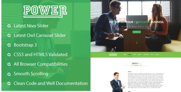 Power | One Page Corporate Responsive Template