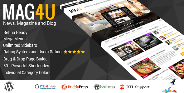 Mag4u - Responsive WordPress News, Magazine, Blog