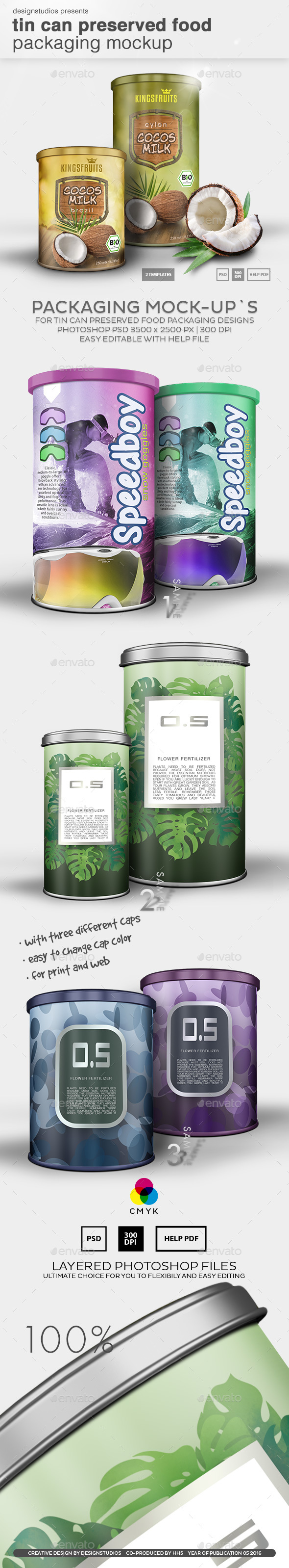 Tin Can Preserved Food Packaging Mock-Up