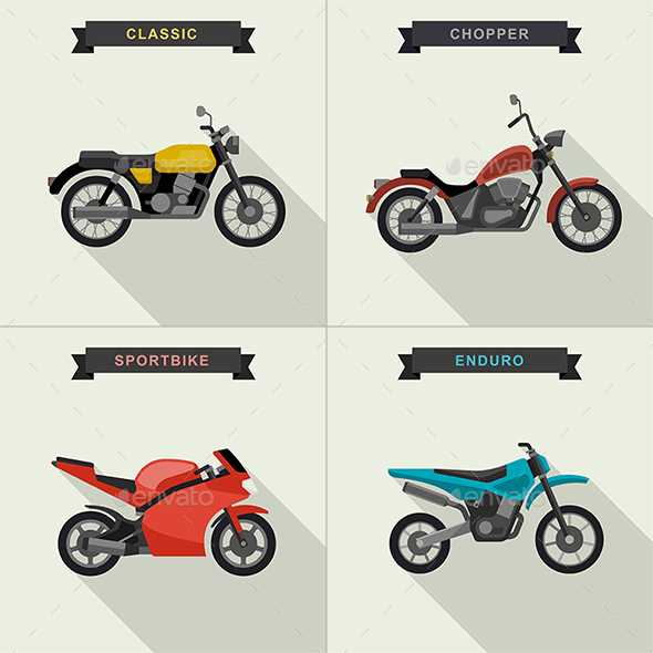 Motorcycles Illustrations Set