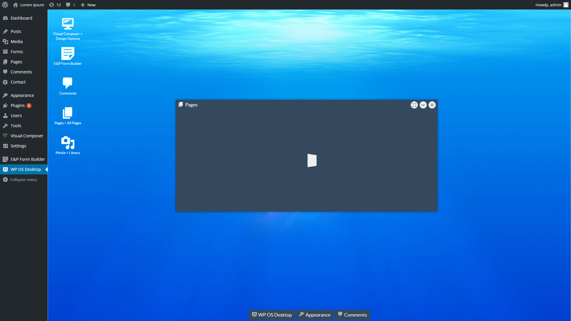 WP OS Desktop Backend by loopus CodeCanyon