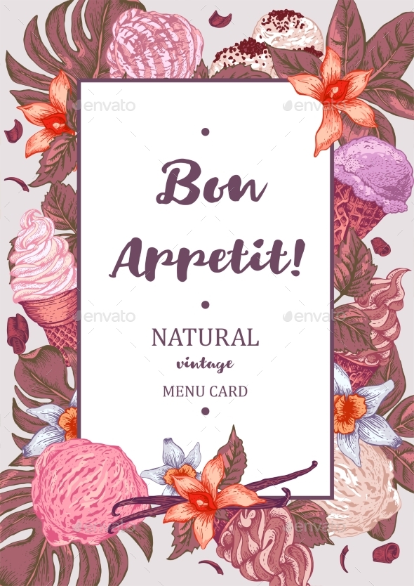 Menu Fruit Ice Cream Guest Card