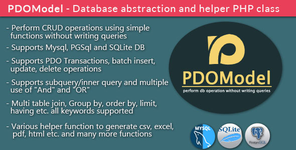 PDOModel - Database abstraction and helper PHP class