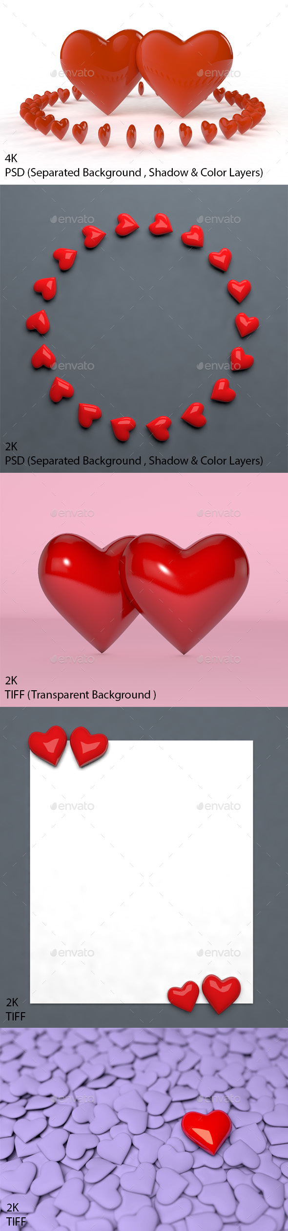 3D Hearts for Love