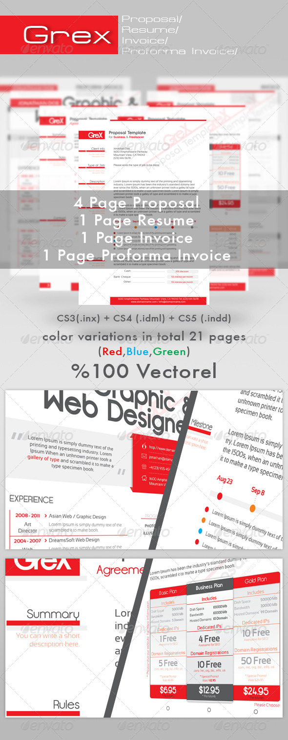 Grex Proposal/Resume/Invoice Template Package