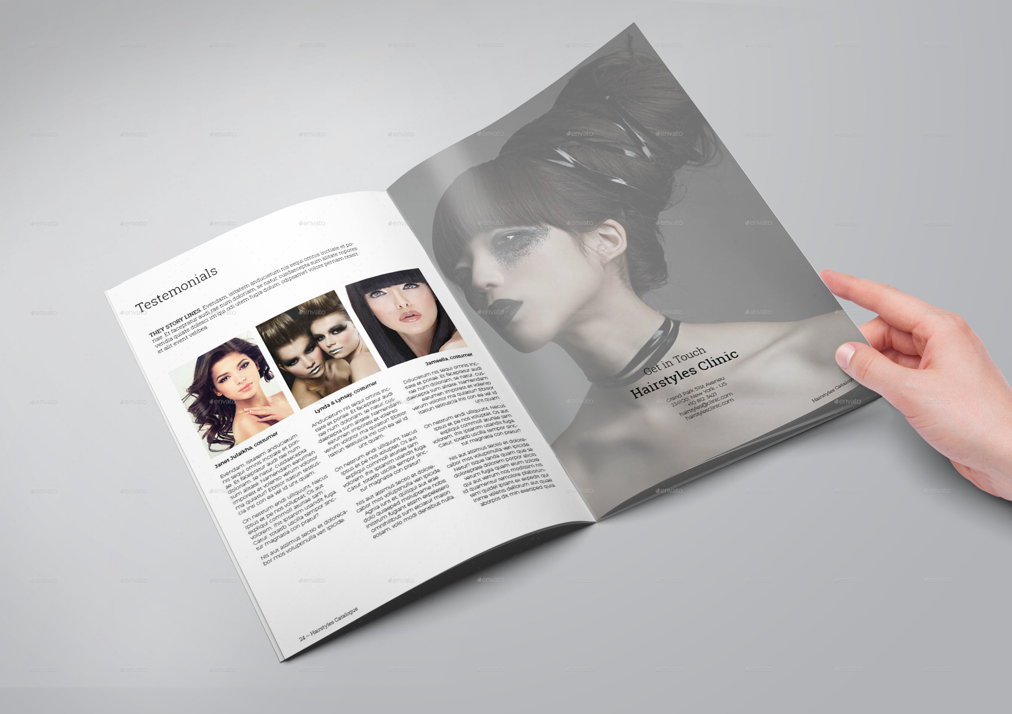 Hairstyles Clinic Catalogue/Brochure by bookrak GraphicRiver