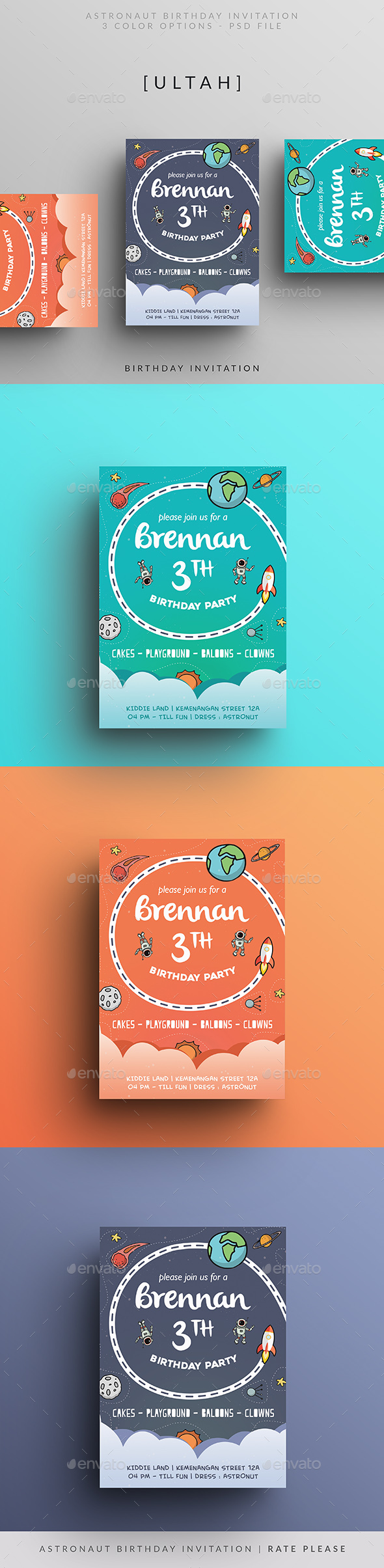 Astronaut Birthday Invitation