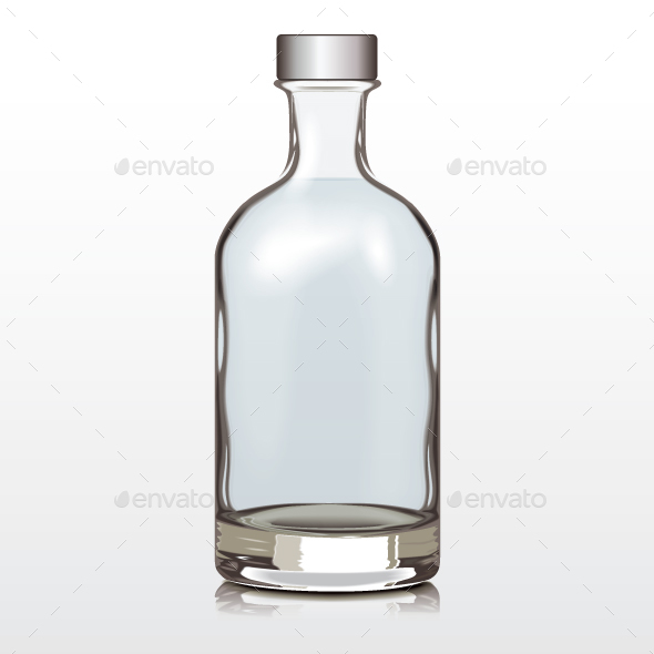 Mockup Glass Bottle Silver Cap