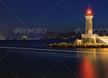 Lighthouse at dusk in Saint-Tropez, France
