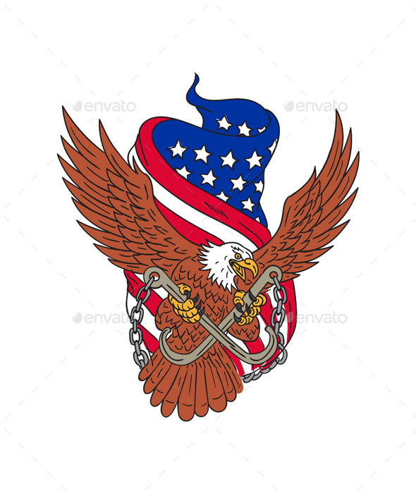 American Eagle USA Flag Drawing