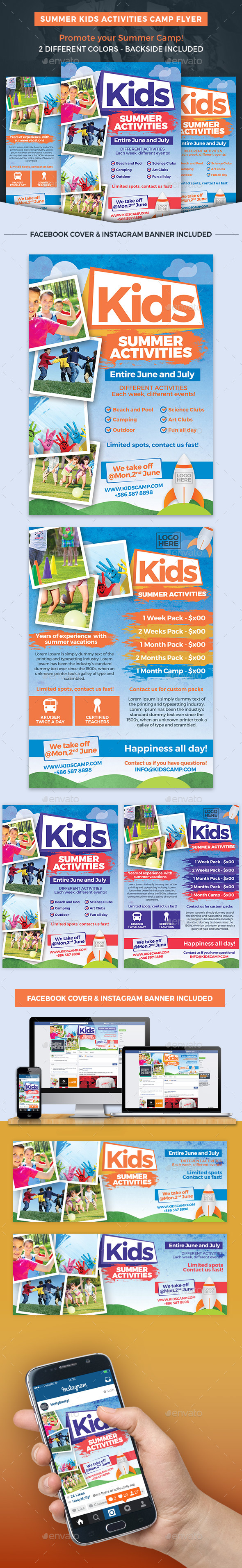 Summer Kids Activities Camp Flyer Template