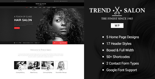 Trend Salon - WordPress Theme for Hair Style and Beauty 