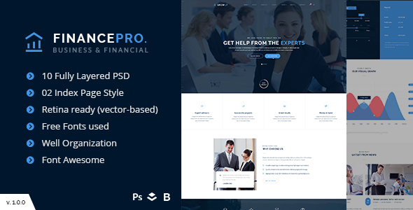 Business & Financial PSD Template - FinancePro