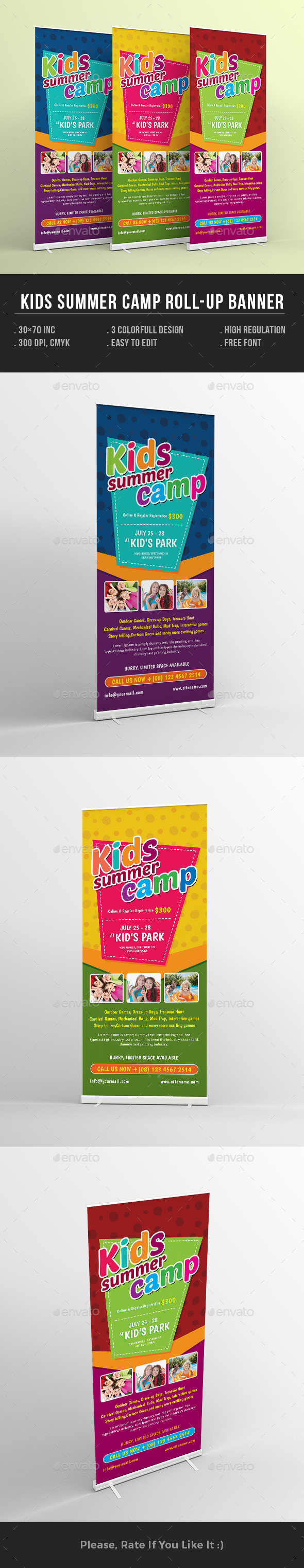 Kids Summer Camp Rollup Banner