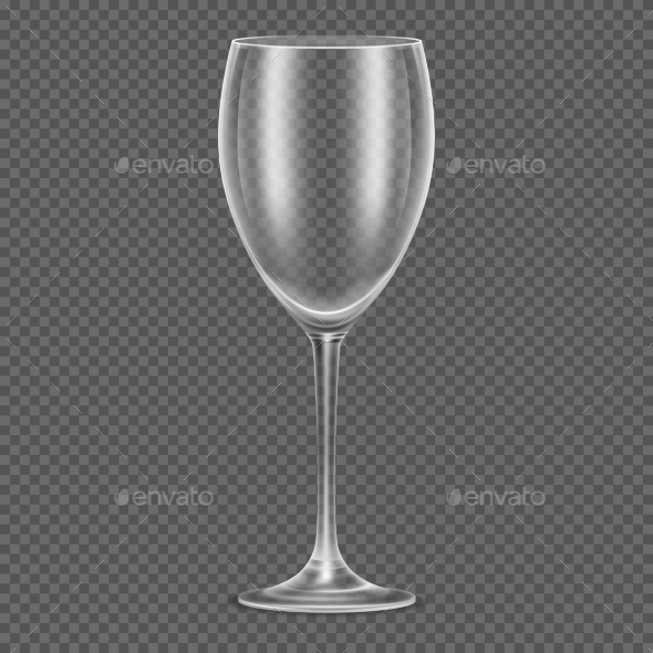 Transparent Vector Realistic Empty Wine Glass