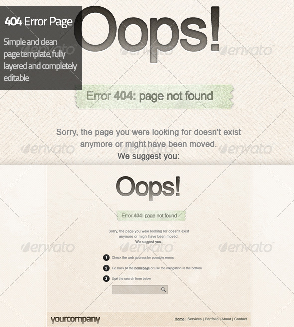 404 Error Page Template - 404 Pages Web Elements