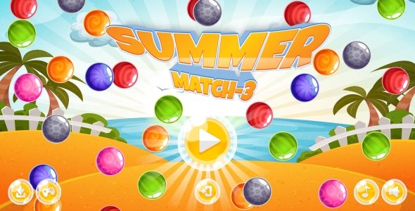 Summer Match-3 - HTML5 Game + Android + AdMob (Capx)