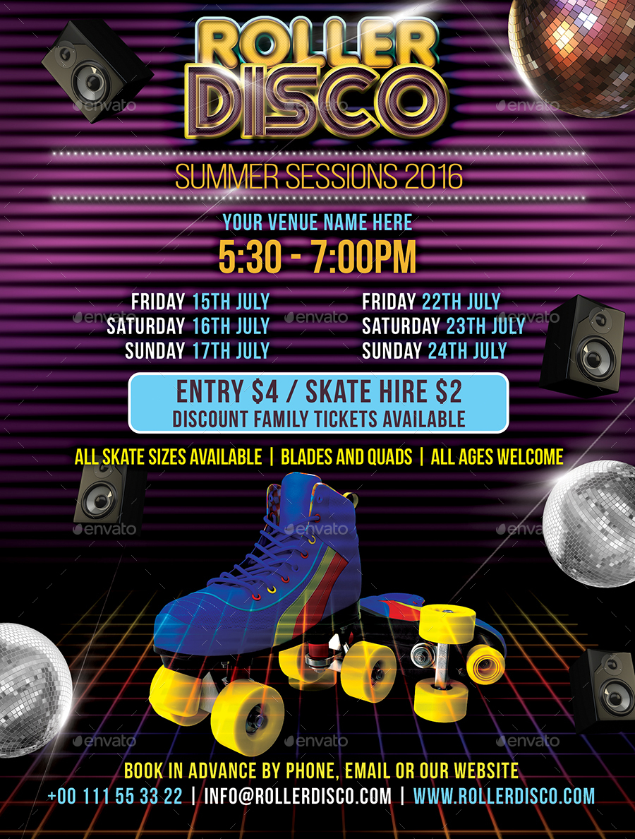 Roller Disco Flyer Template by DESIGNROOM1229 | GraphicRiver