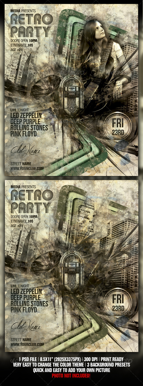 Retro / Vintage Night Club Party / Concert Flyer