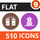 510 Vector Colorful Round Flat Icons Bundle (Vol-9)