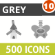 500 Vector Greyscale Flat Icons Bundle (Vol-10)