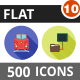 500 Vector Long Shadow Colorful Flat Icons Bundle (Vol-10)